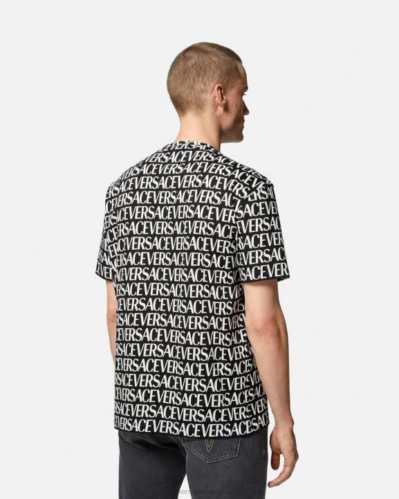 melns un apdrukāts apģērbs Versace 806B1390 vīriešiem vispusīgs t-krekls
