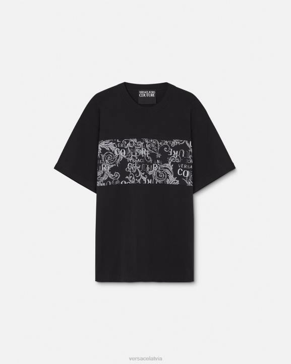 melns un apdrukāts apģērbs Versace 806B2389 vīriešiem modes t-krekls ar logotipu
