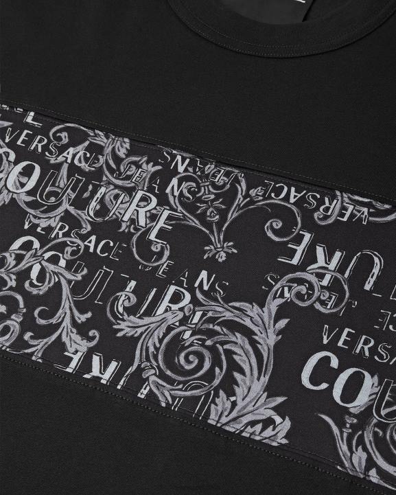 melns un apdrukāts apģērbs Versace 806B2389 vīriešiem modes t-krekls ar logotipu