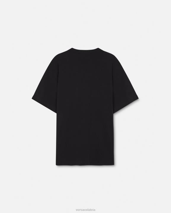 melns un apdrukāts apģērbs Versace 806B2389 vīriešiem modes t-krekls ar logotipu