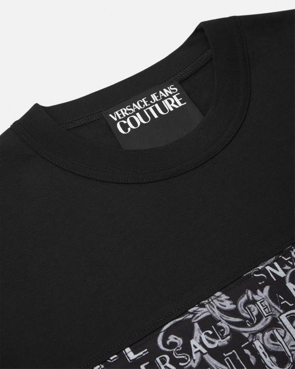 melns un apdrukāts apģērbs Versace 806B2389 vīriešiem modes t-krekls ar logotipu