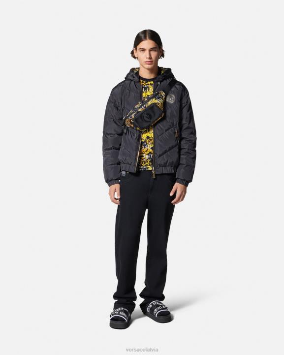 melns & zelts apģērbs Versace 806B2387 vīriešiem modes t-krekls ar logotipu