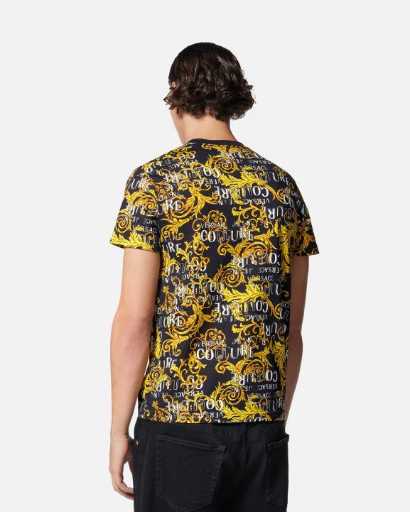 melns & zelts apģērbs Versace 806B2387 vīriešiem modes t-krekls ar logotipu