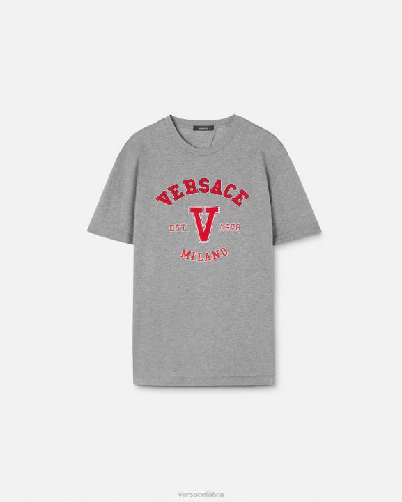 pelēks apģērbs Versace 806B1403 vīriešiem augstskolas logo t-krekls