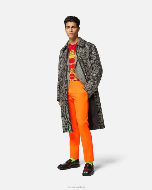 sarkans apģērbs Versace 806B1401 vīriešiem baroka kristāla režģa t-krekls