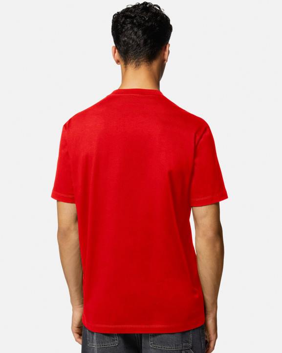 sarkans apģērbs Versace 806B1405 vīriešiem izšūts augstskolas logo t-krekls