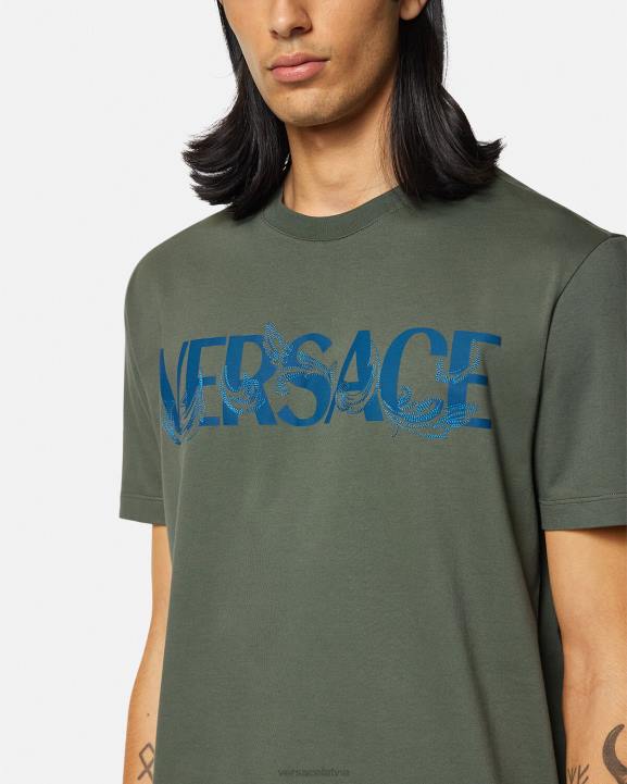 zaļš apģērbs Versace 806B1368 vīriešiem baroka silueta t-krekls ar logotipu