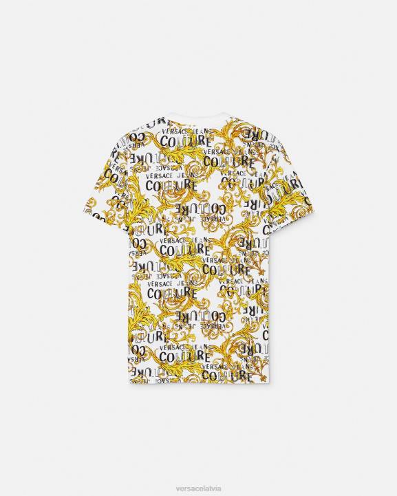 zelts un balts apģērbs Versace 806B2386 vīriešiem modes t-krekls ar logotipu