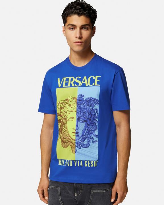 zils apģērbs Versace 806B1411 vīriešiem Medusa grafiskais t-krekls
