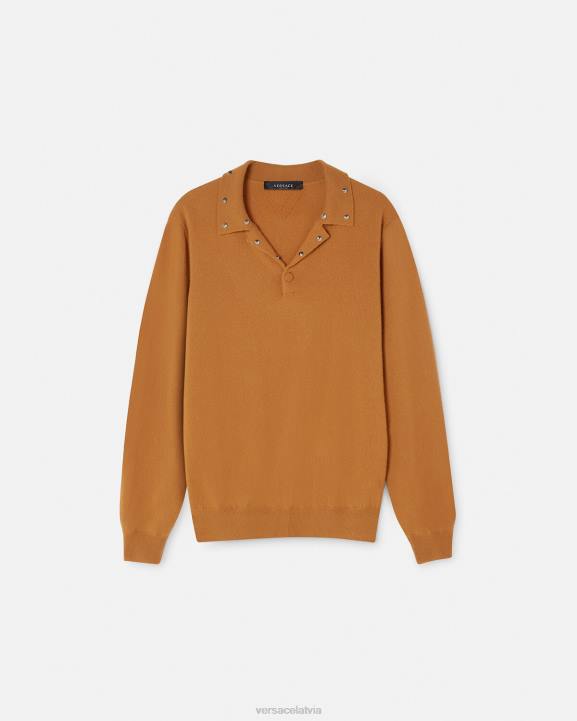 apelsīns apģērbs Versace 806B1347 vīriešiem spirālveida polo džemperis