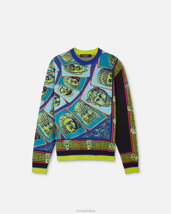 drukāt apģērbs Versace 806B1335 vīriešiem le maschere žakarda džemperis