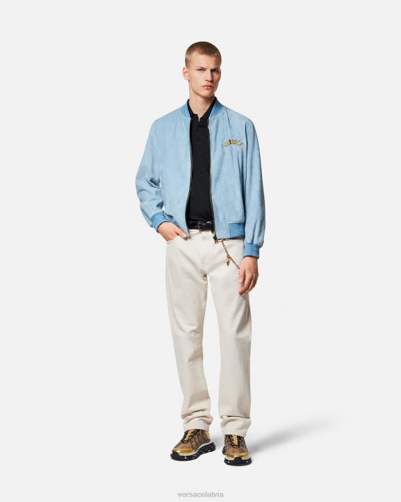 melns apģērbs Versace 806B1328 vīriešiem la greca adīts polo krekls ar īsām piedurknēm