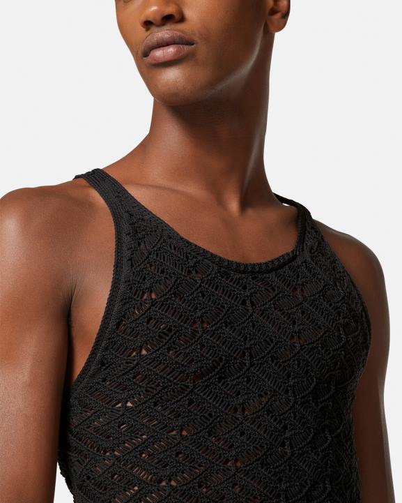 melns apģērbs Versace 806B1340 vīriešiem la greca mežģīņu trikotāžas tops