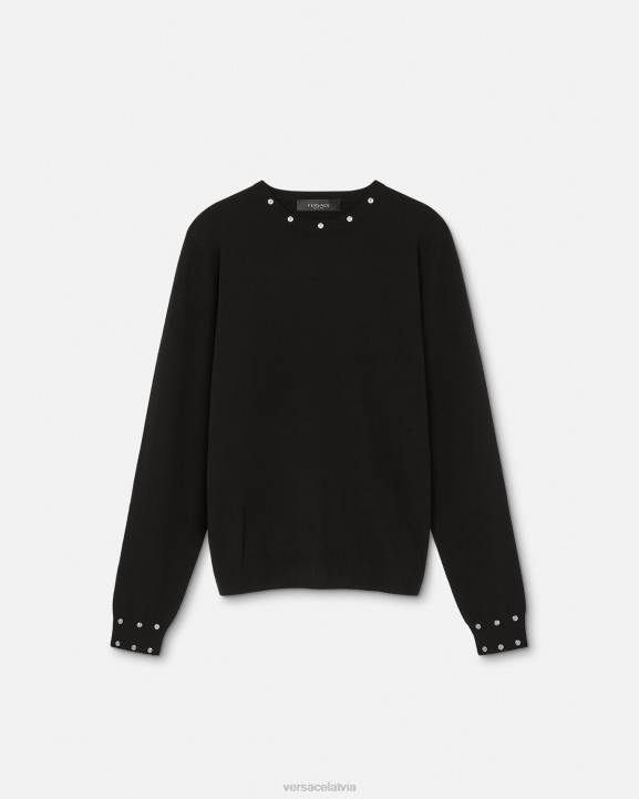 melns apģērbs Versace 806B1346 vīriešiem spirālveida džemperis