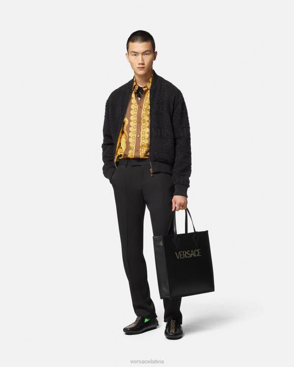 melns apģērbs Versace 806B1351 vīriešiem apgriežama barocco 660 bomber jaka