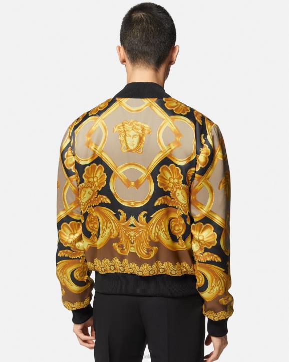 melns apģērbs Versace 806B1351 vīriešiem apgriežama barocco 660 bomber jaka