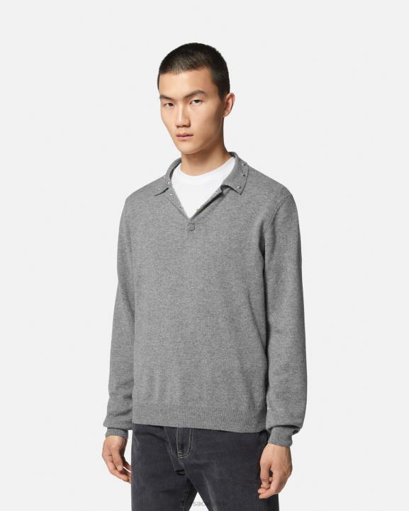 pelēks apģērbs Versace 806B1348 vīriešiem spirālveida polo džemperis