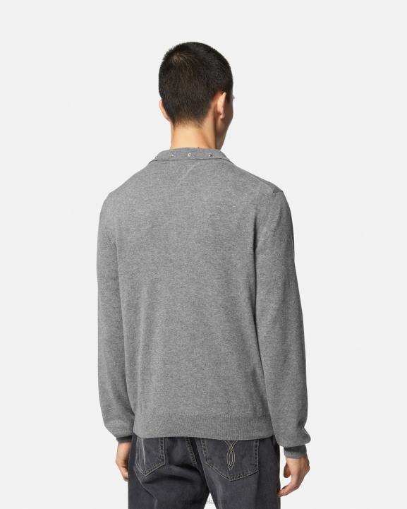 pelēks apģērbs Versace 806B1348 vīriešiem spirālveida polo džemperis