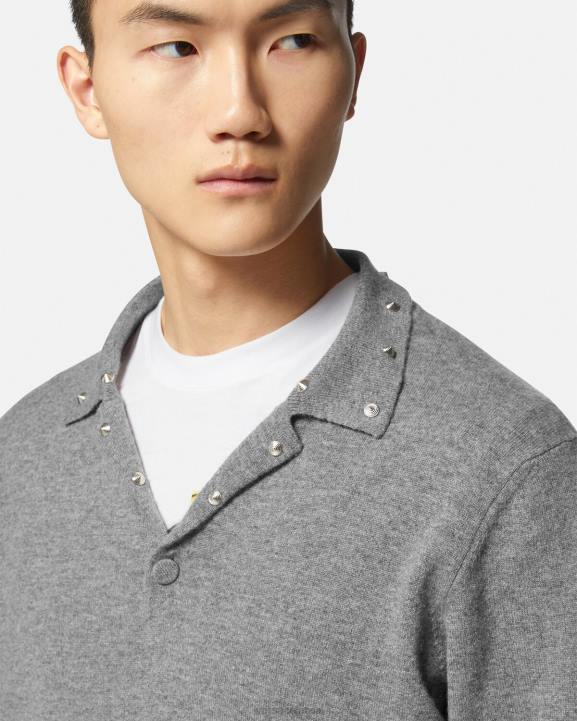 pelēks apģērbs Versace 806B1348 vīriešiem spirālveida polo džemperis