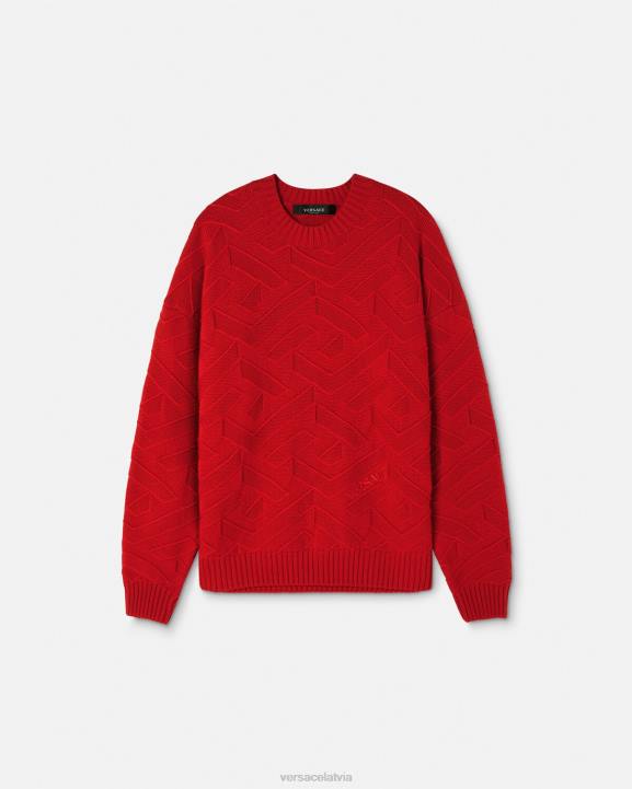 sarkans apģērbs Versace 806B1342 vīriešiem la greca trikotāžas džemperis