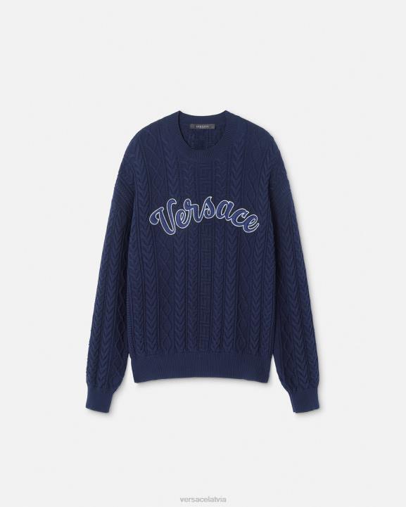 zils apģērbs Versace 806B1350 vīriešiem grecas universitātes trikotāžas džemperis