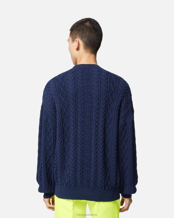 zils apģērbs Versace 806B1350 vīriešiem grecas universitātes trikotāžas džemperis