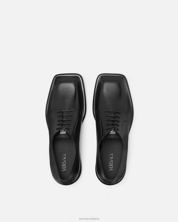 melns kurpes Versace 806B1561 vīriešiem kvadrātveida derbija kurpes