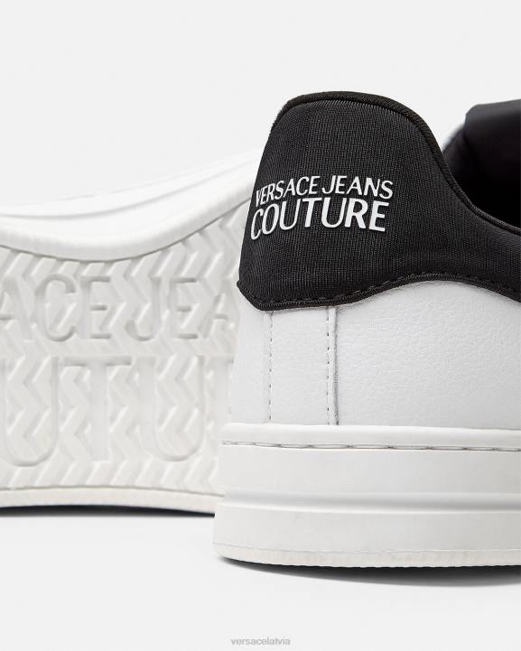 balts melns kurpes Versace 806B2452 vīriešiem v-emblem court 88 logo kedas