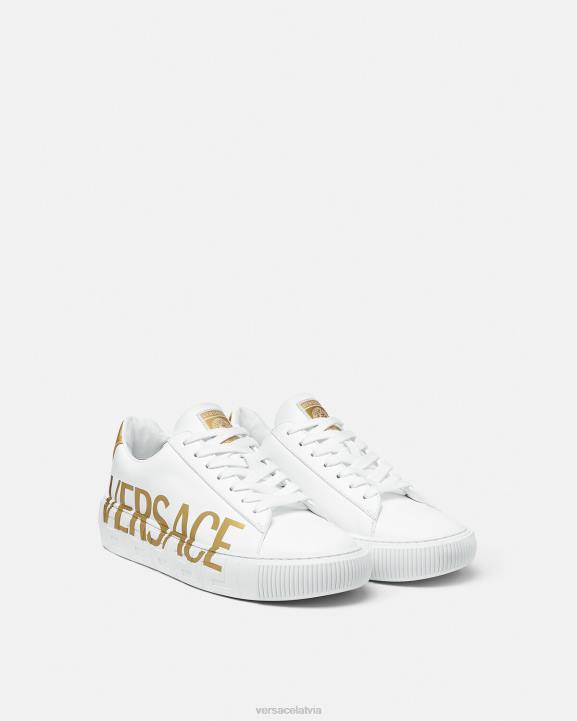 balts un zelts kurpes Versace 806B1549 vīriešiem logo greca kedas