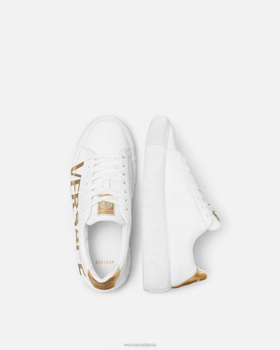 balts un zelts kurpes Versace 806B1549 vīriešiem logo greca kedas