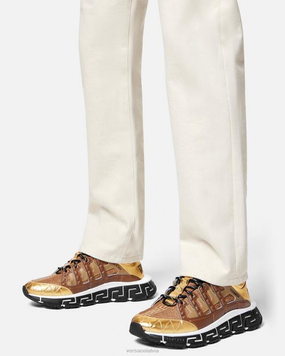 brūns un zelts kurpes Versace 806B1512 vīriešiem trigreca kedas