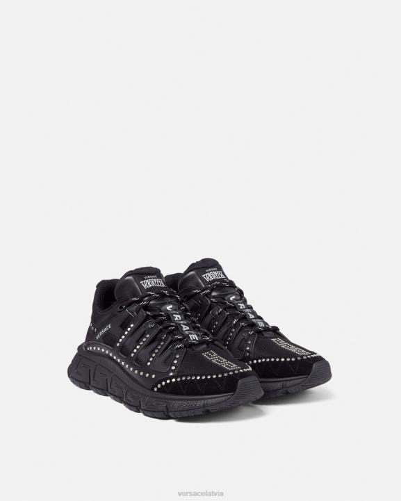 melns kurpes Versace 806B1544 vīriešiem radžotas trigreca kedas