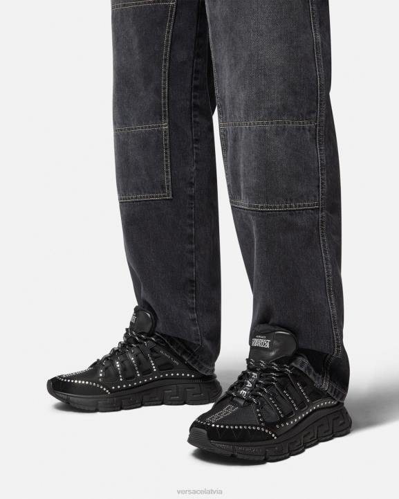 melns kurpes Versace 806B1544 vīriešiem radžotas trigreca kedas