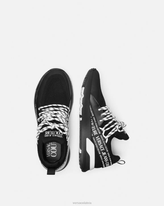 melns kurpes Versace 806B2447 vīriešiem dinamiskas sporta kurpes ar logotipu