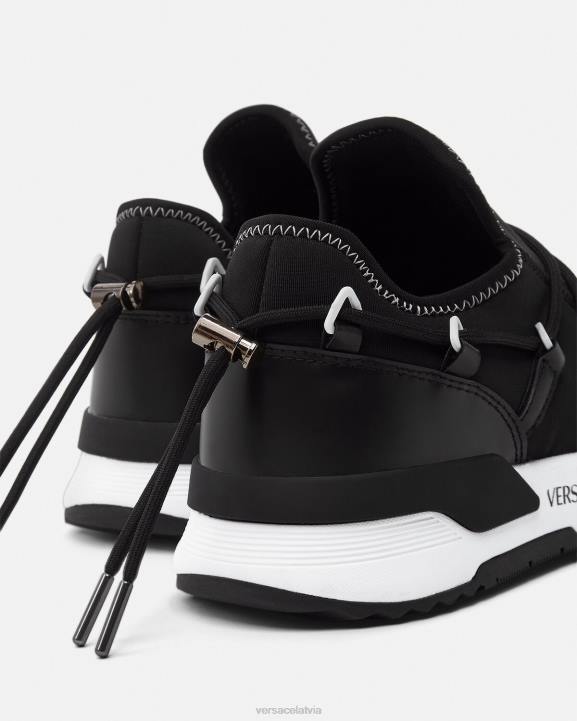 melns un apdrukāts kurpes Versace 806B2445 vīriešiem dinamiskas kedas