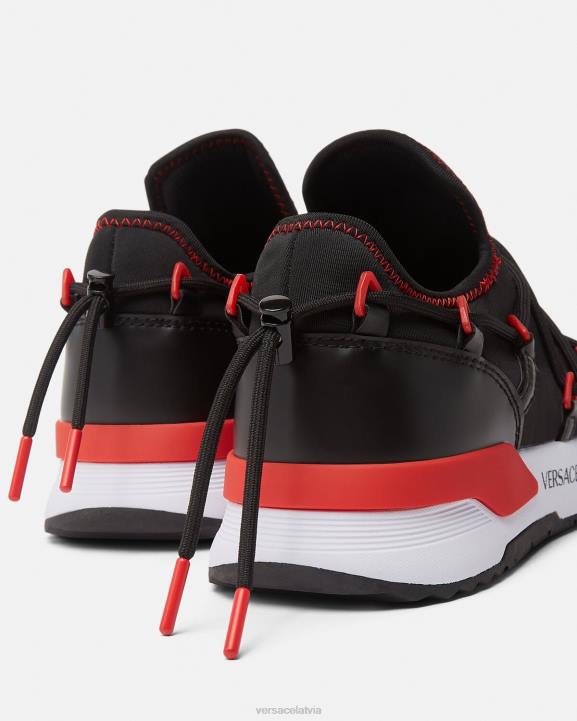 melns un sarkans kurpes Versace 806B2454 vīriešiem dinamiskas kedas
