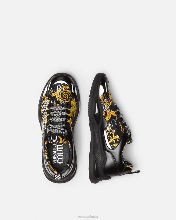 melns & zelts kurpes Versace 806B2457 vīriešiem levion logo couture kedas