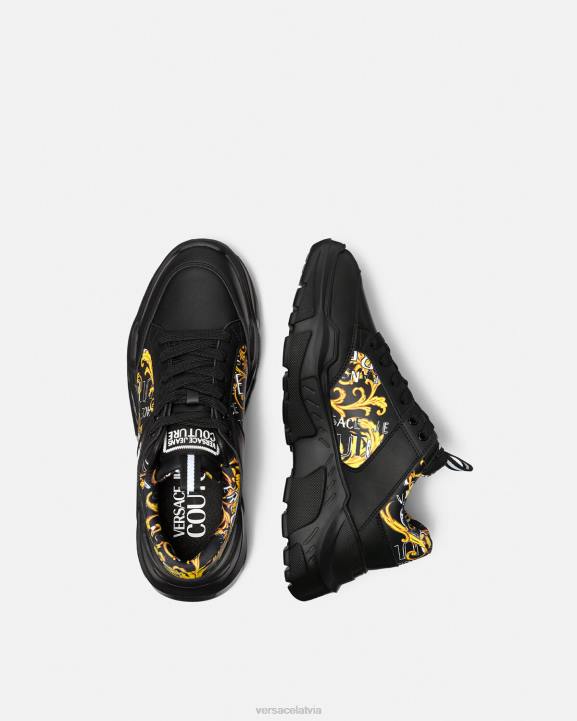 melns & zelts kurpes Versace 806B2460 vīriešiem logo couture spīdtreka kedas