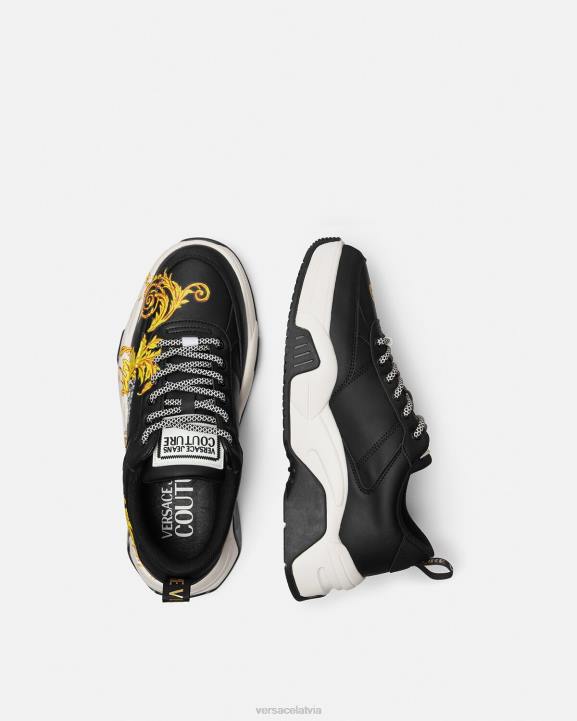 melns & zelts kurpes Versace 806B2462 vīriešiem stargaze logo couture kedas