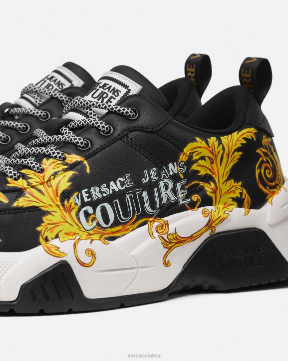 melns & zelts kurpes Versace 806B2462 vīriešiem stargaze logo couture kedas