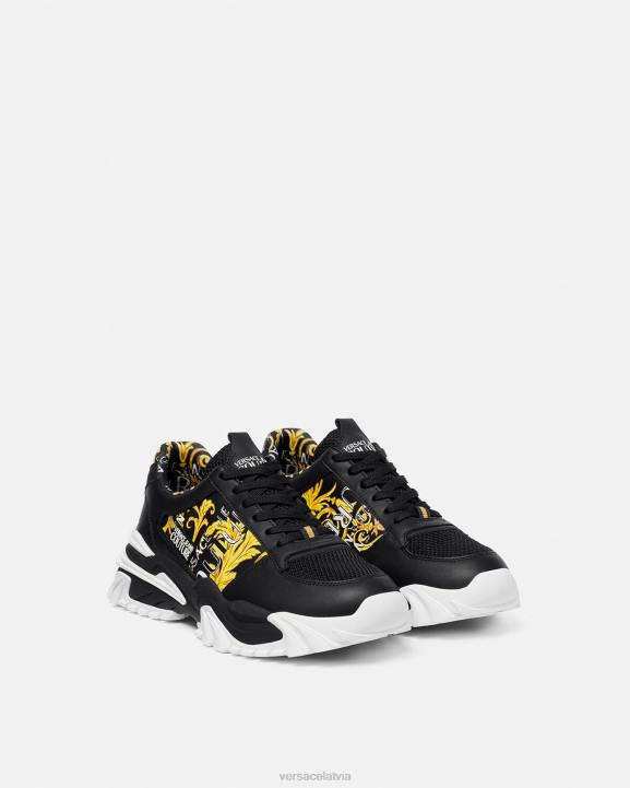 melns & zelts kurpes Versace 806B2466 vīriešiem trail trek logo couture kedas