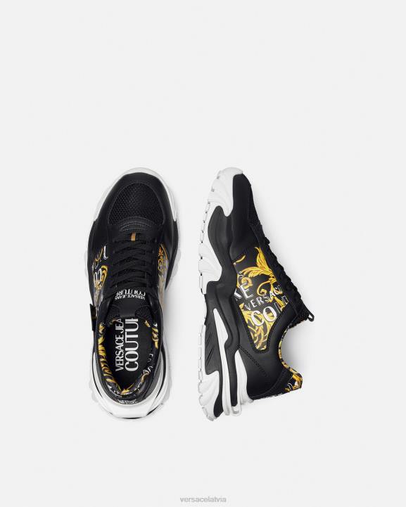 melns & zelts kurpes Versace 806B2466 vīriešiem trail trek logo couture kedas