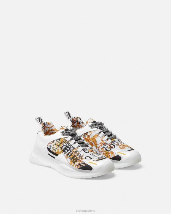 zelts un balts kurpes Versace 806B2456 vīriešiem levion logo couture kedas