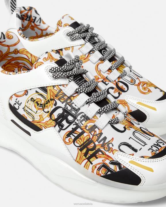 zelts un balts kurpes Versace 806B2456 vīriešiem levion logo couture kedas