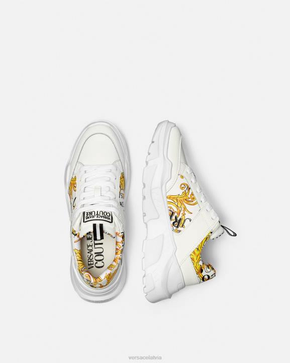 zelts un balts kurpes Versace 806B2459 vīriešiem logo couture spīdtreka kedas