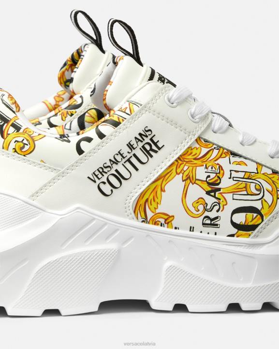 zelts un balts kurpes Versace 806B2459 vīriešiem logo couture spīdtreka kedas