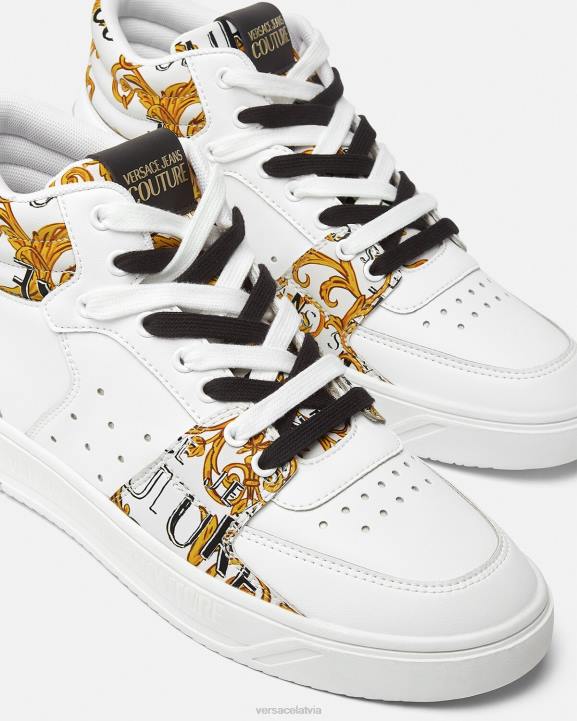 zelts un balts kurpes Versace 806B2463 vīriešiem starlight logo couture kedas