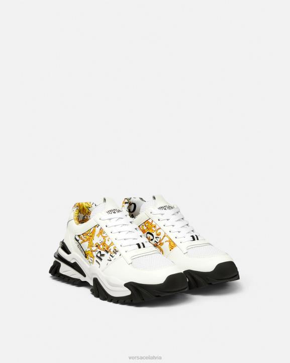 zelts un balts kurpes Versace 806B2465 vīriešiem trail trek logo couture kedas