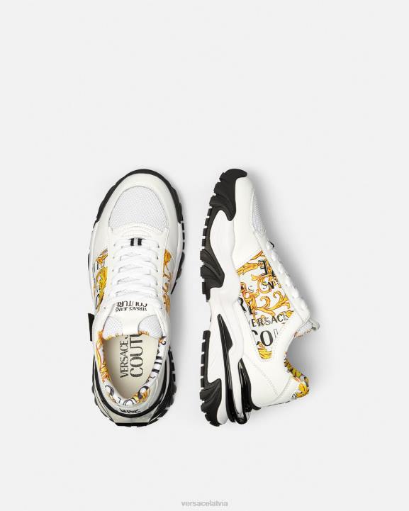 zelts un balts kurpes Versace 806B2465 vīriešiem trail trek logo couture kedas