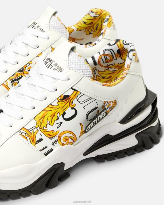 zelts un balts kurpes Versace 806B2465 vīriešiem trail trek logo couture kedas